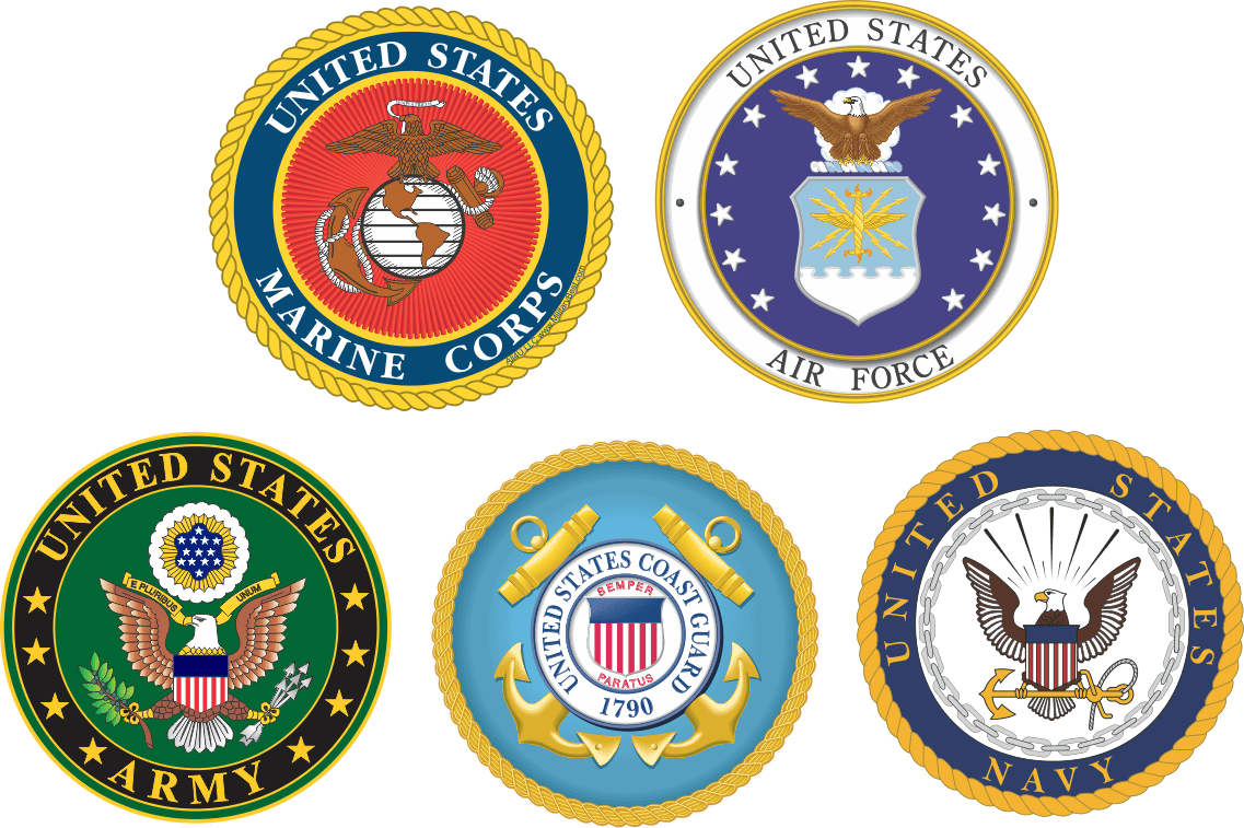 Shooting Up The Military - Branches Of Military Logos Clipart (1137x757), Png Download