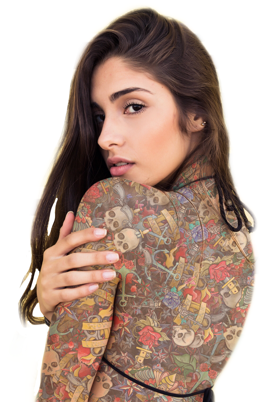 #tattoo #girl #kellydawn #freetoedit - Girl Clipart (919x1411), Png Download