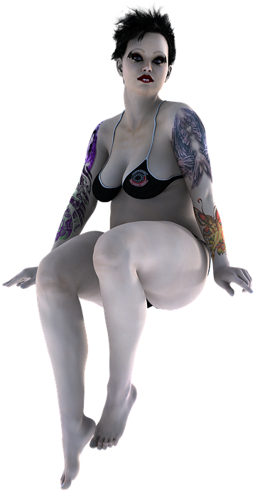 Tattoo Lady Pose 3d Render People Woman Girl - Tights Clipart (554x720), Png Download