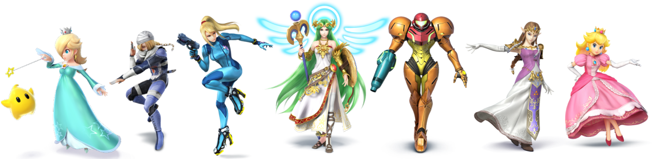 Zelda Peach Metroid Smash Bros Super Smash Bros Samus - Lady Palutena X Link Clipart (1280x313), Png Download