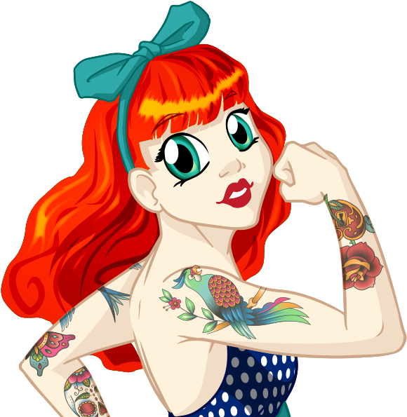 Tattoo Girl Stickers - Illustration Clipart (618x618), Png Download