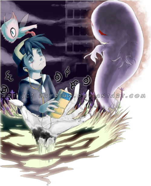 Pokemon Creepypasta Images Lost Silver And Ghost Wallpaper - Pokemon Creepy Black Ghost Clipart (500x631), Png Download