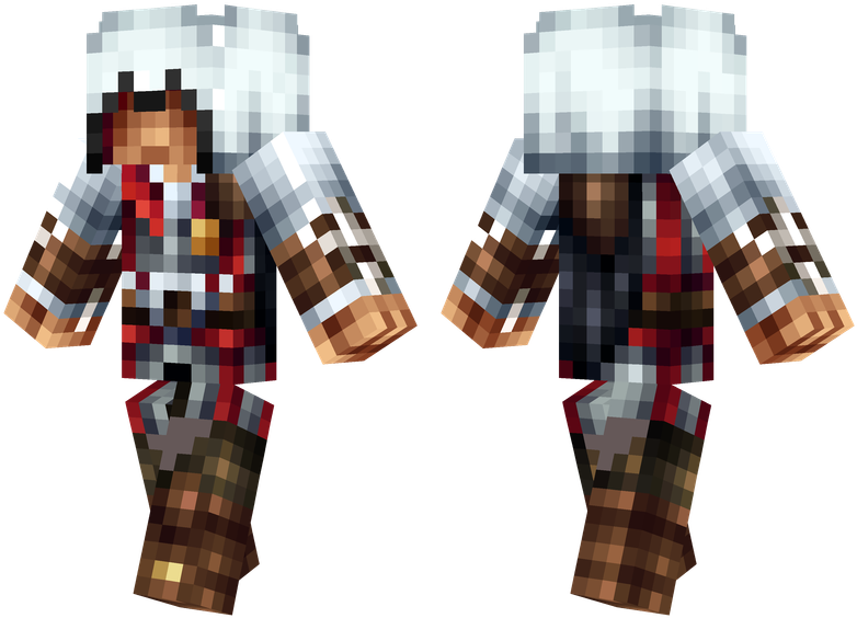 Ezio - Red Scarf Minecraft Skin Clipart (804x576), Png Download