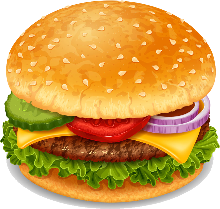 Burger Vector Drawing - Бургер Пнг Clipart (1000x1000), Png Download