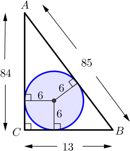 The Circle Is Shown To Have Radius 6 And The Triangle - Triangle Clipart (599x614), Png Download