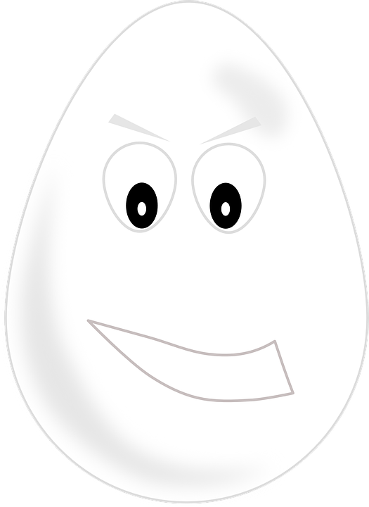 Egg Face Eyes Mouth Grimly Grim Fierce Ferocious - Cartoon Clipart (525x720), Png Download