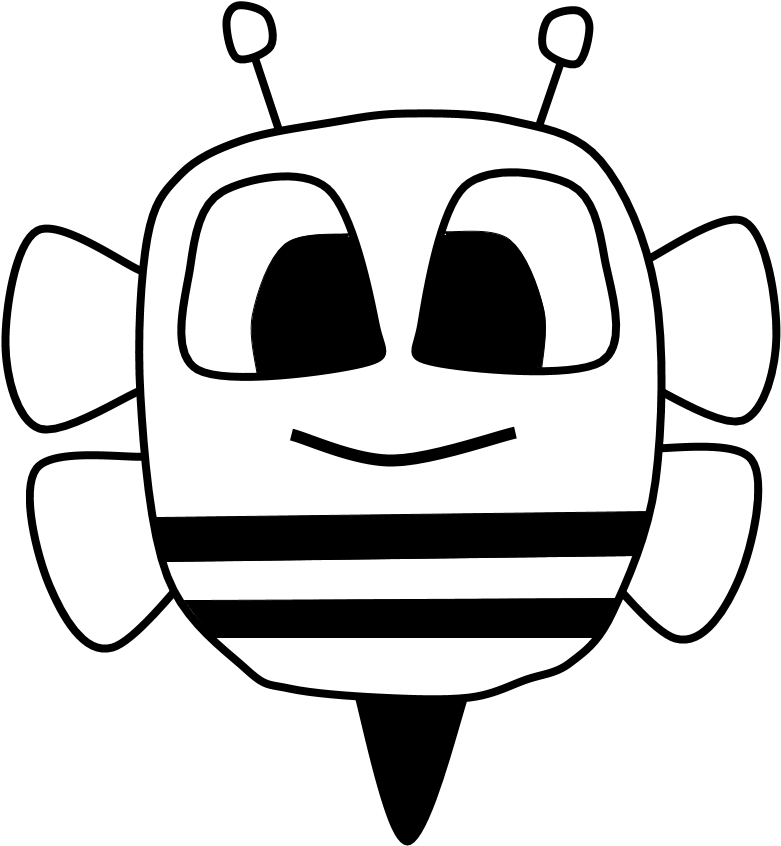 Bee, Big Eyes, Black And White, Cartoon Animal, Png - Cartoon Clipart (816x1056), Png Download