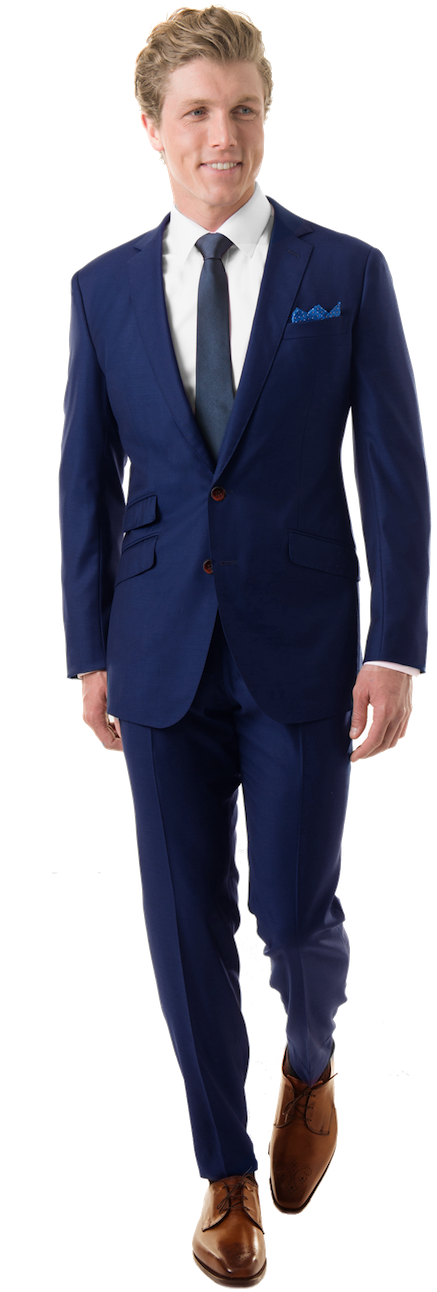 Blue Suit Png Free Download - Blue Suit Black Lapel Clipart (690x1380), Png Download