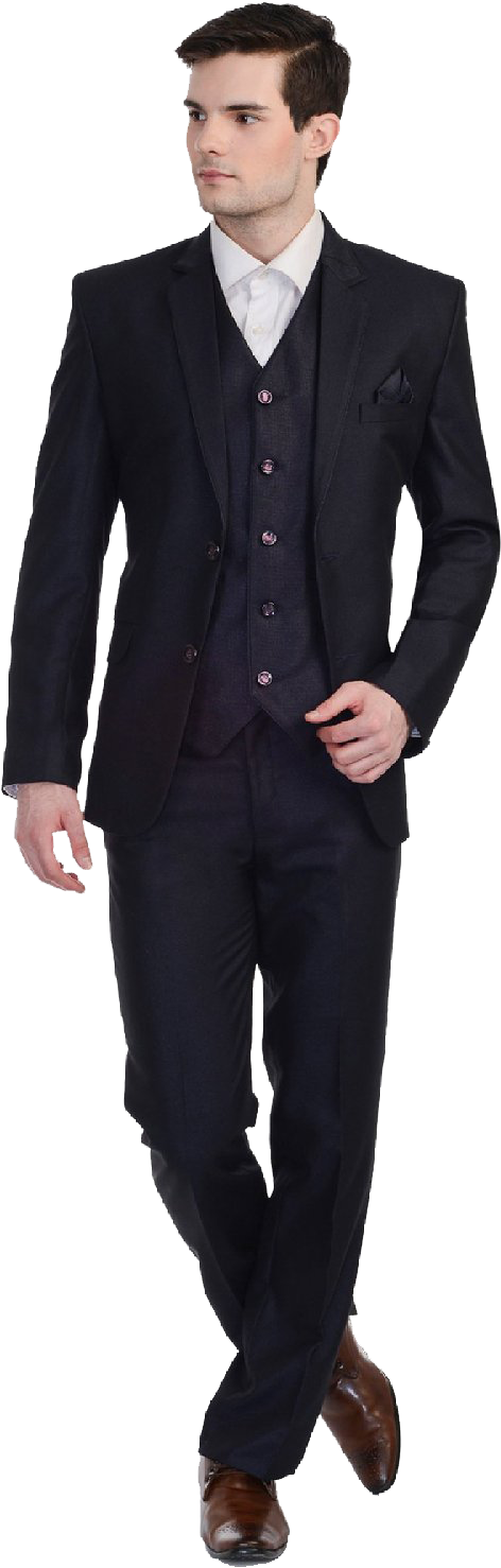 Black Man In Suit Png , Png Download - All Black Suit And Tie Clipart (472x1478), Png Download