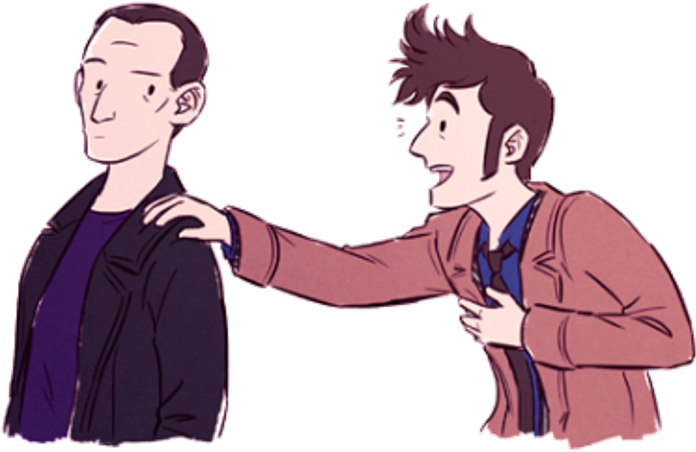 Ninth Doctor And Tenth Doctor - Doctor Who Tenth Doctor Fan Art Clipart (1000x638), Png Download