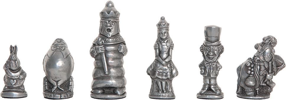 Alice In Wonderland Chess Pieces - Bronze Sculpture Clipart (1000x460), Png Download