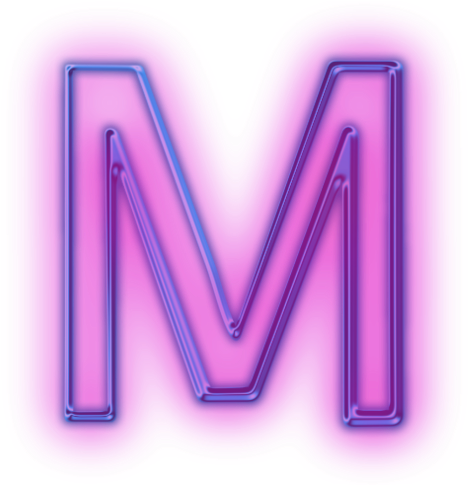 Black And White Library M Transparent Neon - Neon Letter M Png Clipart (1024x1024), Png Download