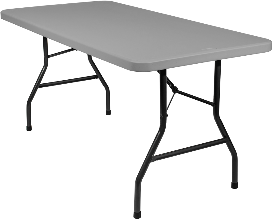 5 Foot Banquet Plastic Blow Mold Folding Table, Grey - Blow Molding Table Transparent Clipart (910x1155), Png Download