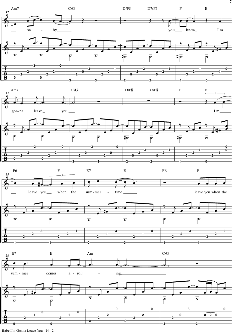 Product Thumbnail 3 - Led Zeppelin Babe Im Gonna Leave You Sheet Music Clipart (864x1152), Png Download