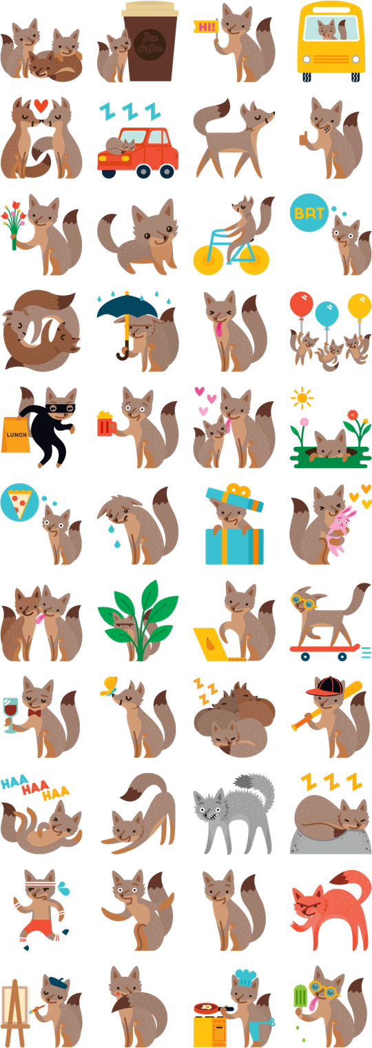 Facebook Foxes By Jayde Fish - Sticker Zorro Facebook Clipart (540x1520), Png Download