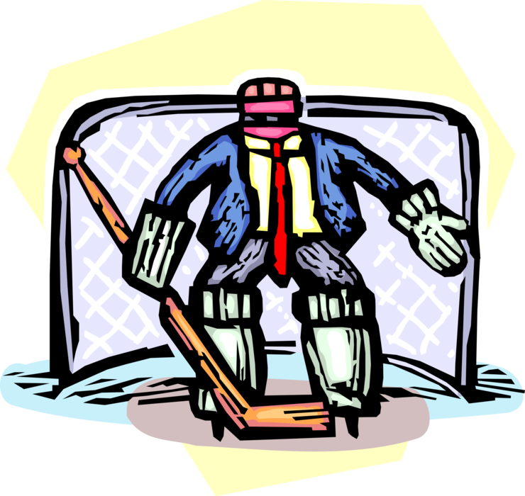 Vector Illustration Of Businessman Ice Hockey Goalie Clipart (740x700), Png Download