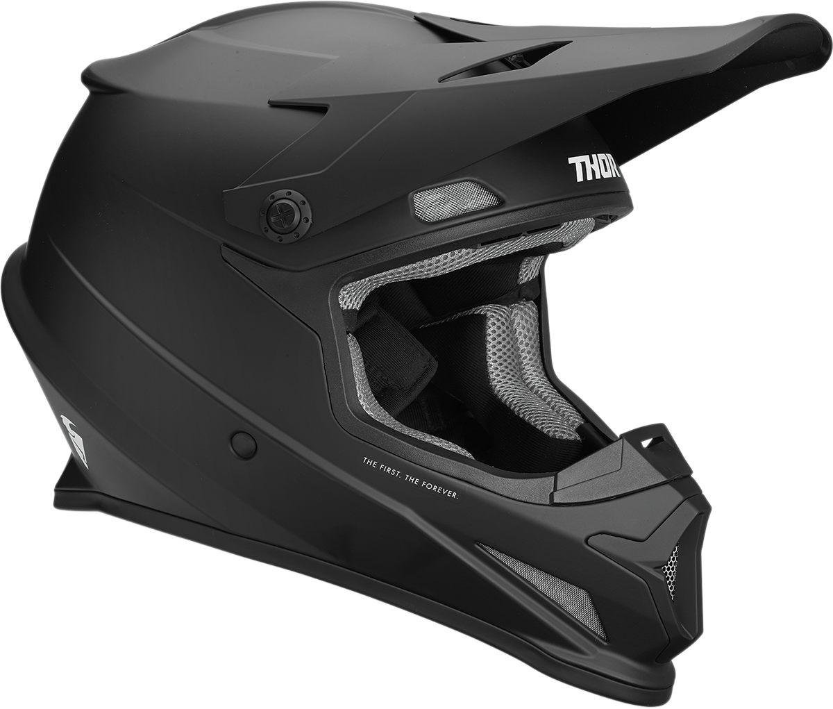 Thor Sector Unisex Fullface Offroad Riding Dirt Bike - Mat Black Mx Helmet Clipart (1200x1021), Png Download