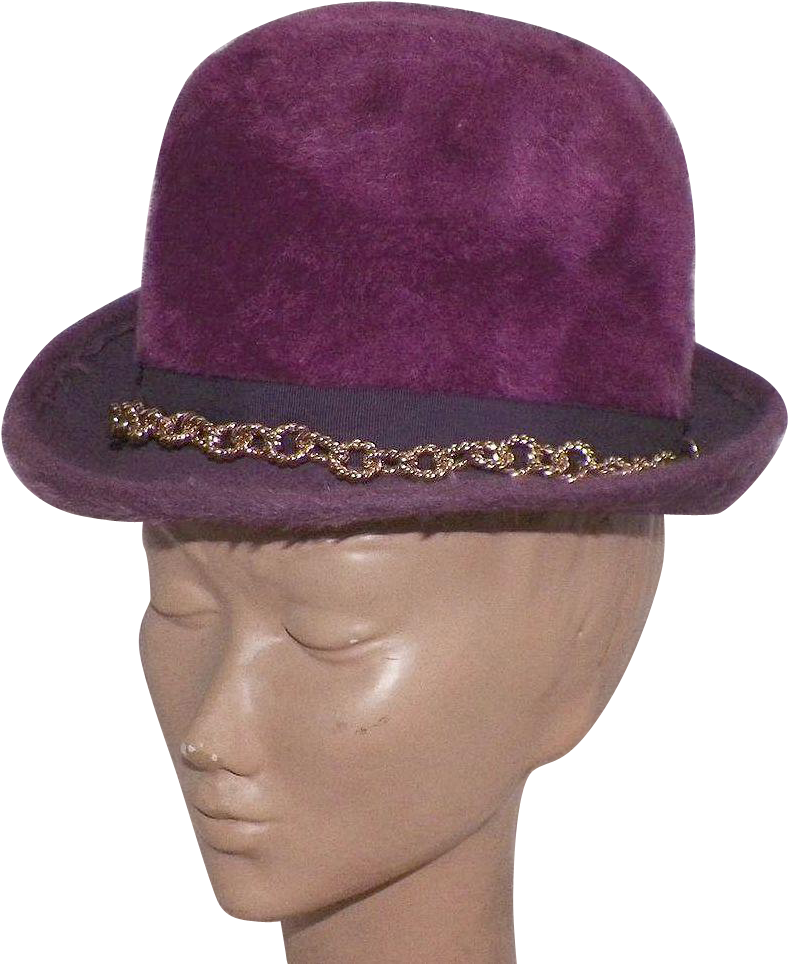 Vintage 1960's Musketeer Purple Fur Felt Hat Made In - Fedora Clipart (963x963), Png Download