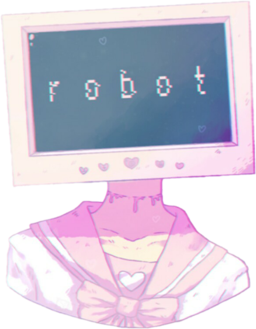 #robot #aesthetic #tumblr #anime #computer #pink #polarfoxiestickers - Vaporwave Pastel Aesthetic Clipart (504x649), Png Download