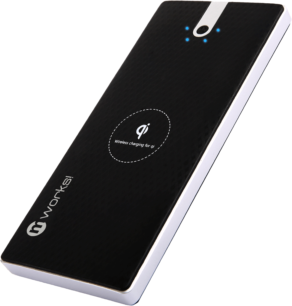 Wireless Charging Portable Power Bank 8000mah Black - M Works Wireless Charger Clipart (1200x1199), Png Download