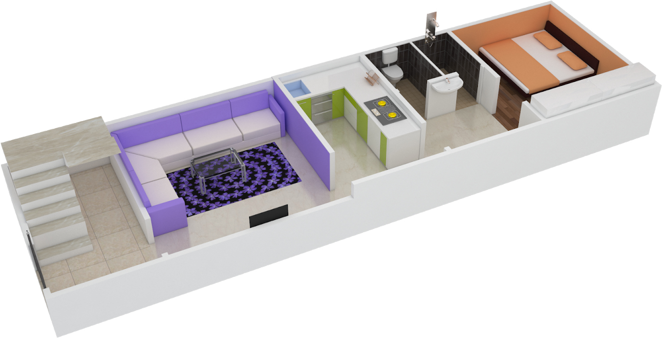 Ground Floor Top View - 10 X 40 House Plan India Clipart (1600x800), Png Download