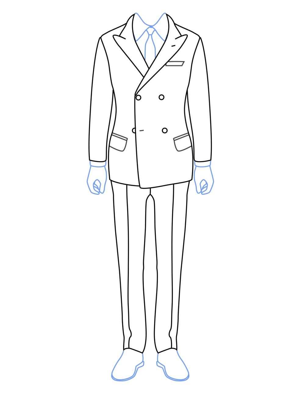 Double Breasted Templates Sunflowerman Clipart (1000x1294), Png Download