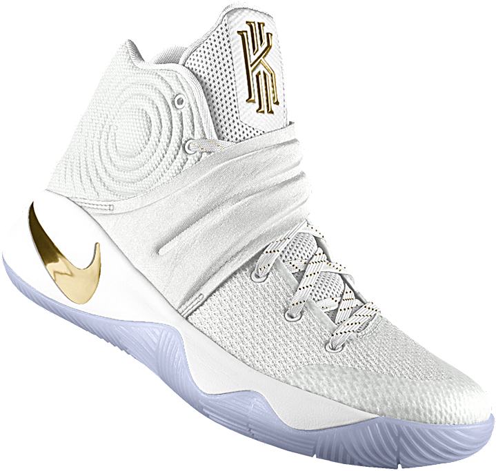 Kyrie Irving 2 Nike Id White And Gold - Shoes Basketball No Background Clipart (719x684), Png Download