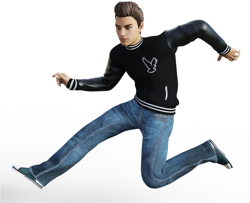 Man, Jump, Sport, Run, Fashion, Casual, Style, Clothing - Man Jumping Png Clipart (848x720), Png Download