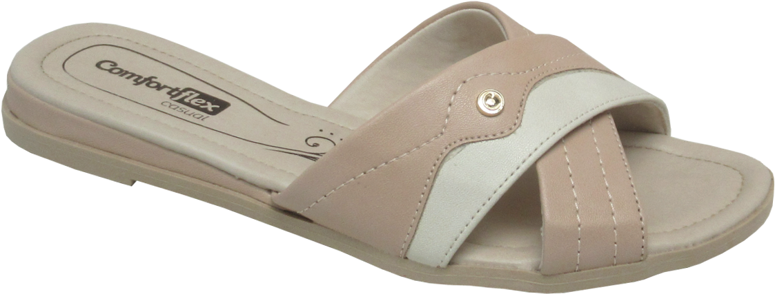 Chinelo Feminino Comfortflex 1872401 Nude - Slide Sandal Clipart (1200x553), Png Download