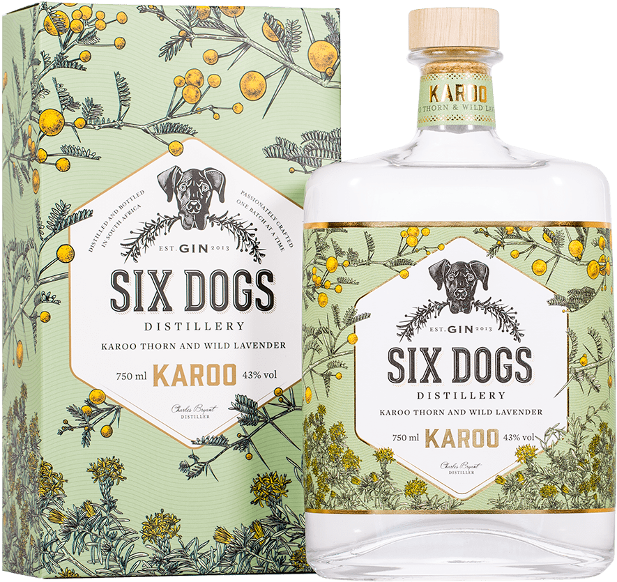 Gin While The Delicate Flower Of The Acacia Thorn Adds - Six Dogs Karoo Gin Clipart (1502x1001), Png Download