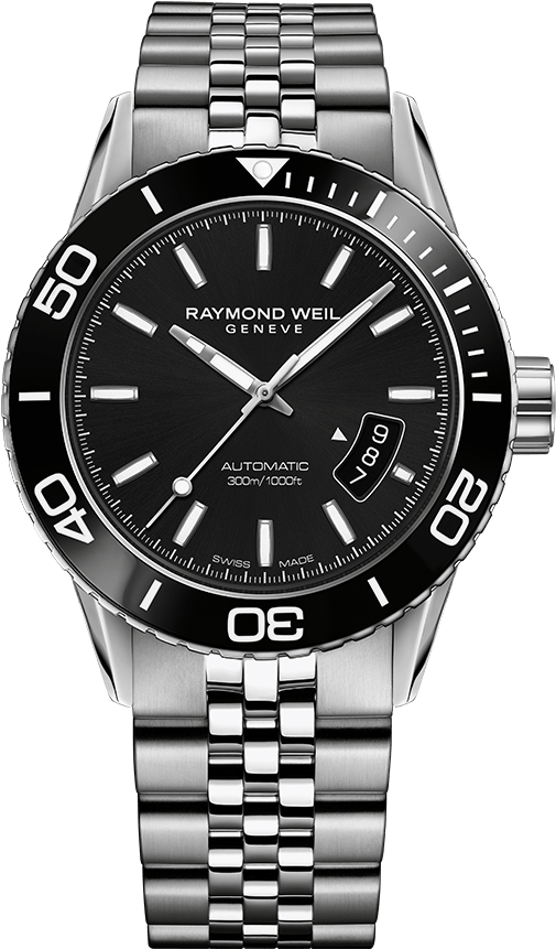 Raymond Weil Freelancer Men's Black Steel Diver Watch - Raymond Weil Freelancer 2710 Clipart (700x860), Png Download