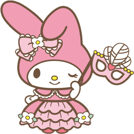 #sanrio #mymelody #cute #princess #mask #flower #ribbon - Cartoon Clipart (556x560), Png Download