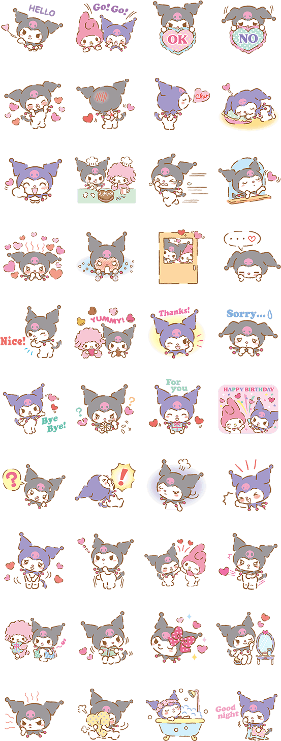 Unnamed File - We Love Kuromi Stickers Line Clipart (562x1500), Png Download