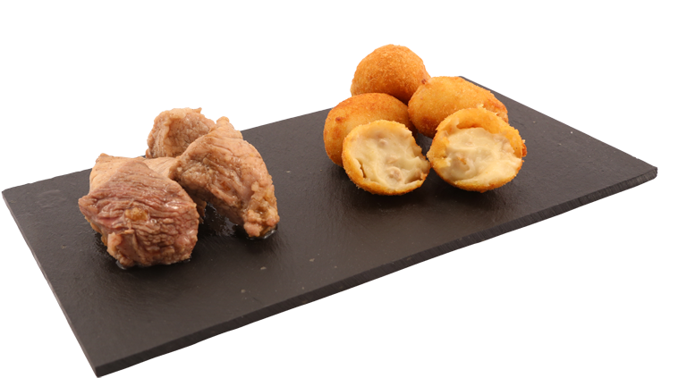 Croquetas De Carne De Cerdo Ibérico - Fritter Clipart (800x449), Png Download