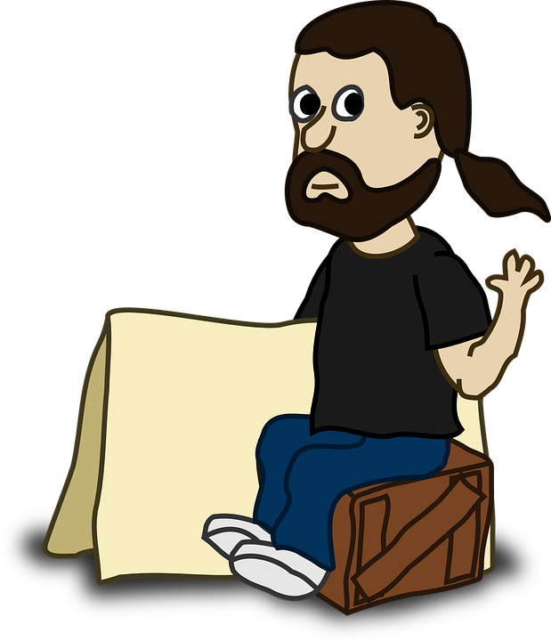 Man Artist Waving Ponytail Sitting Comic Beard - Clip Art Characters Png Transparent Png (619x720), Png Download