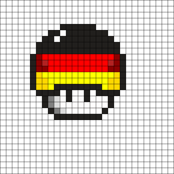 German Flag Mushroom Perler Bead Pattern - Easy Pixel Art Mushroom Clipart (610x610), Png Download