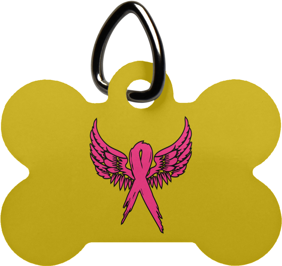 Breast Cancer Awareness Angel Wings Dog Bone Pet Tag- - Pet Tag Clipart (1155x1155), Png Download