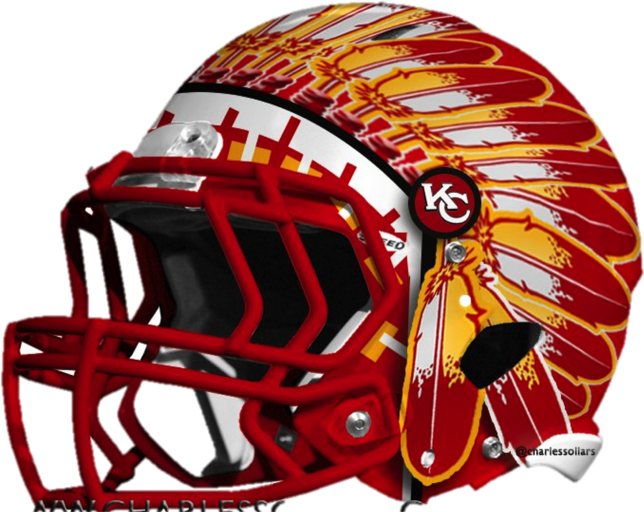 Headdress Helmet - New Kansas City Chiefs Helmet Clipart (1317x1030), Png Download