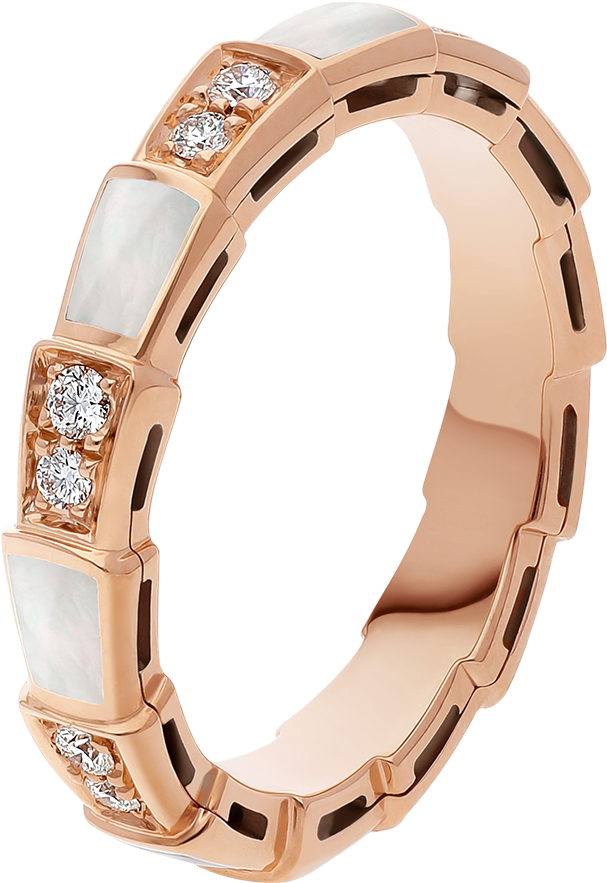 Serpenti Band Ring In 18 Kt Rose Gold With Mother Of - Bulgari Serpenti Viper Ring Clipart (1800x1405), Png Download