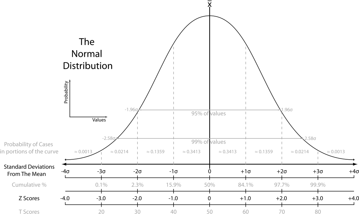 The Normal Distribution - Bell Curve Standard Scores Clipart (1280x960), Png Download