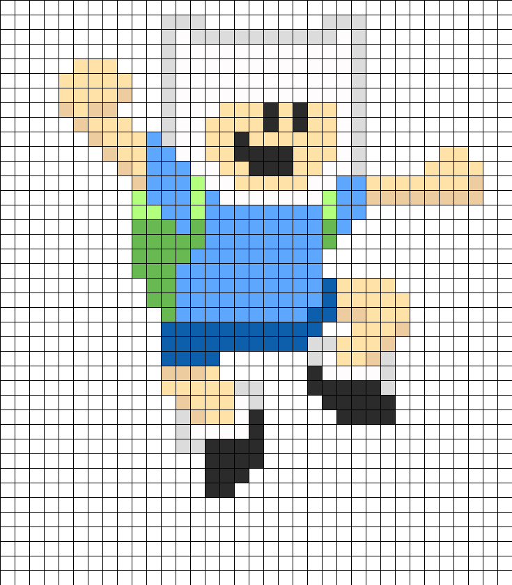 8 Bit Finn Perler Bead Pattern / Bead Sprite - Bead Clipart (735x840), Png Download