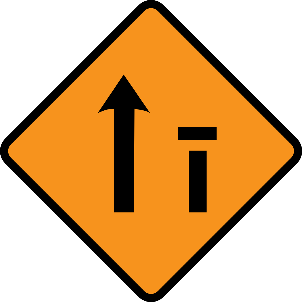 Diamond Road Sign Offside Lane Closed - Orange Road Signs And Meanings Clipart (1024x1024), Png Download