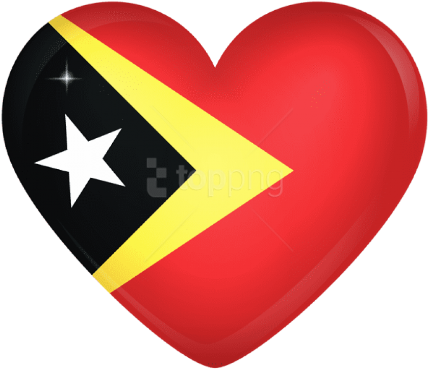 Free Png Download East Timor Large Heart Flag Clipart - Timor Leste Flag Icon Transparent Png (850x736), Png Download