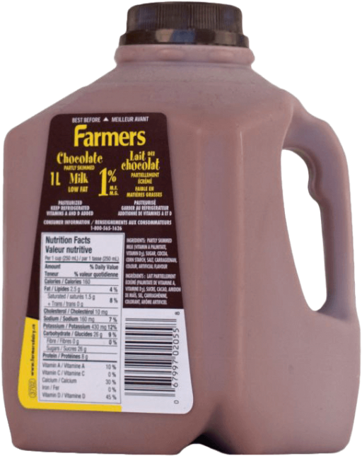 4 L Jug - Farmers Chocolate Milk Nutrition Facts Clipart (523x650), Png Download