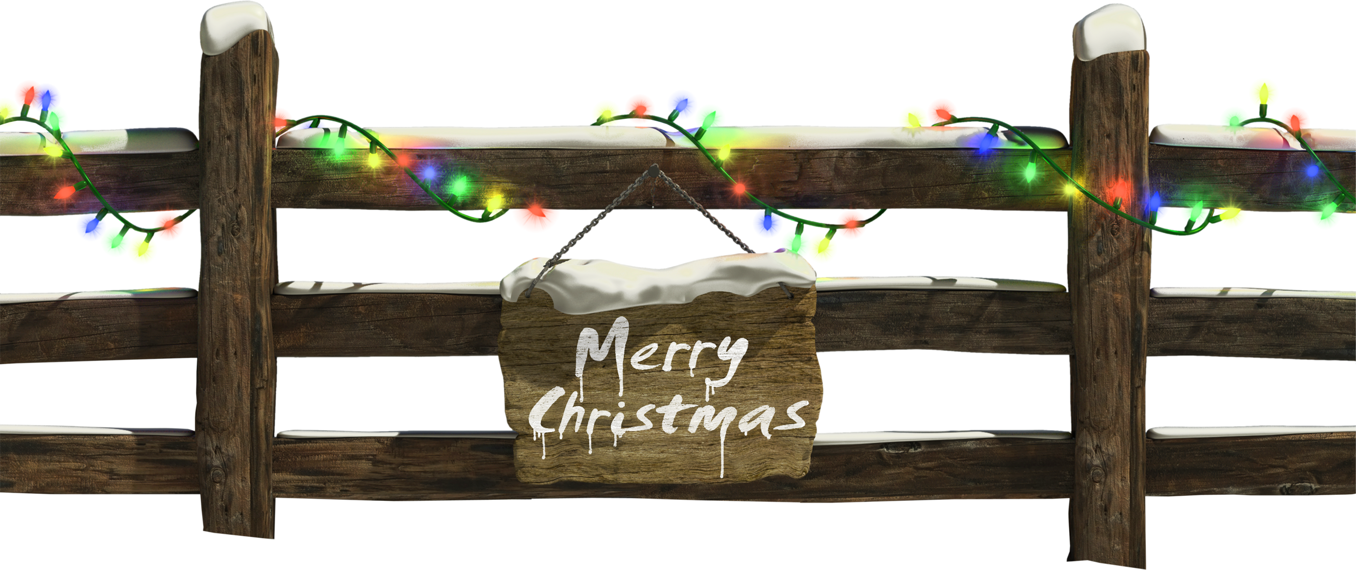 Banner Royalty Free With Lights Clipart Gallery Yopriceville - Christmas Lights On Wood Fence - Png Download (2700x1136), Png Download