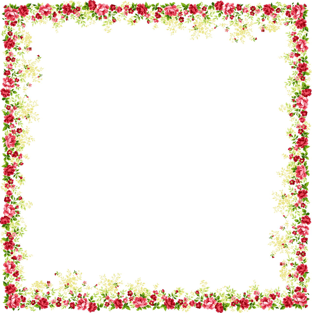 Flower And Butterfly Border Design Images - Frame And Border Clipart (1279x1280), Png Download