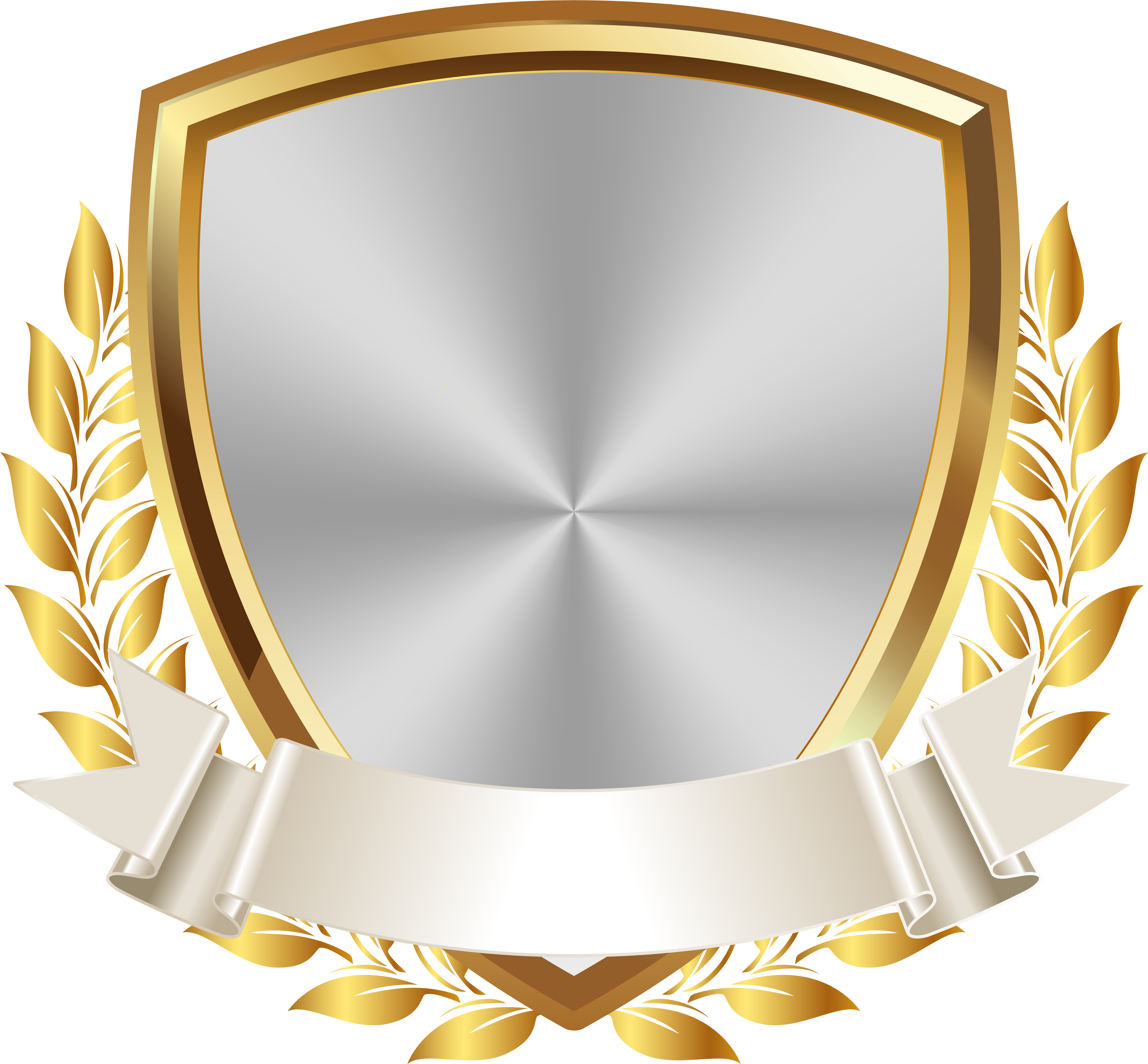 Gold White Badge With Banner Png Clip Art Image Transparent Png (8000x7557), Png Download