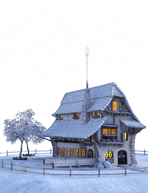 Christmas, Winter, Snow, Snowflakes, Landscape, Home - Winter House Png Clipart (492x640), Png Download