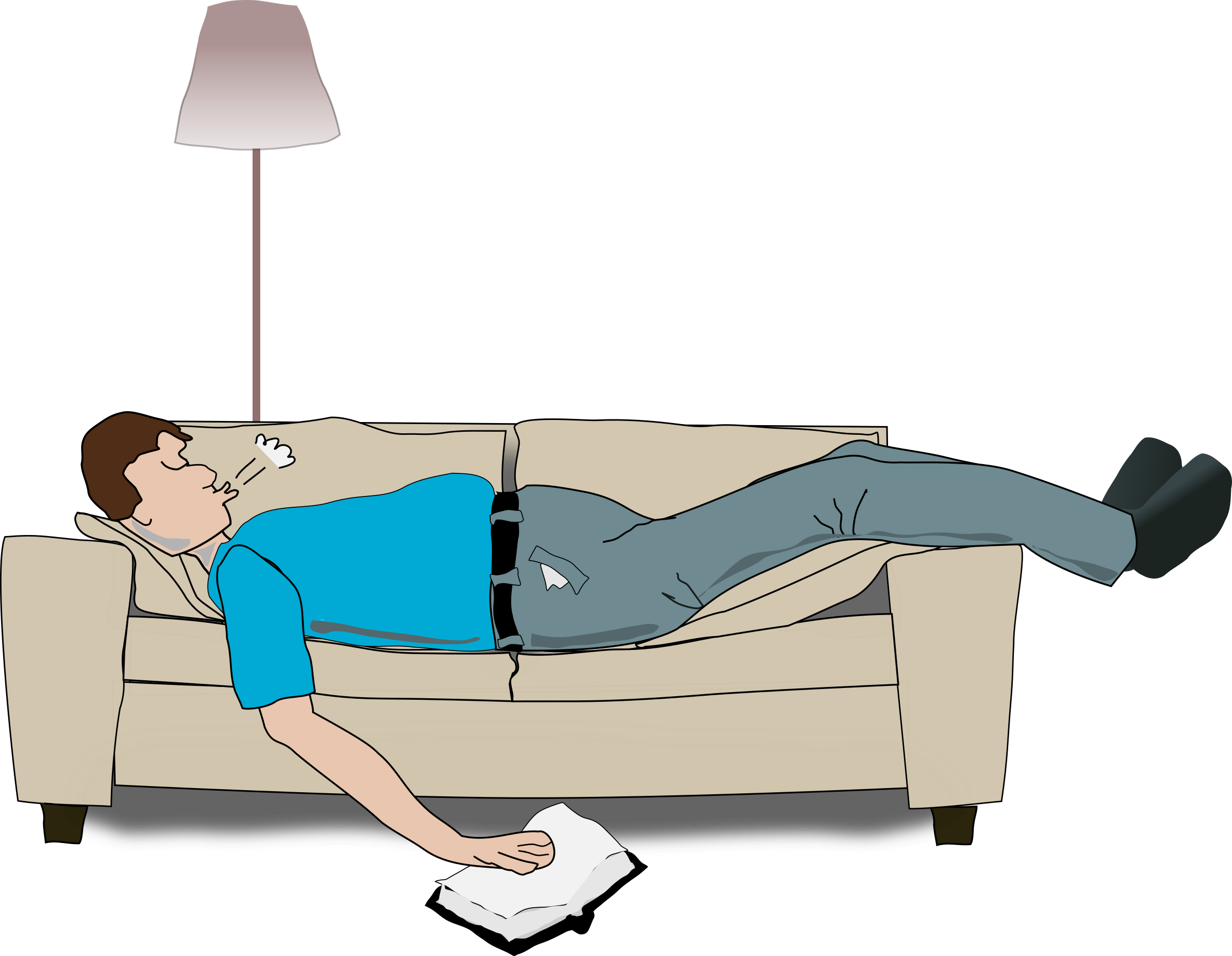 Big Image - Sleeping On Small Couch Clipart (2400x1862), Png Download