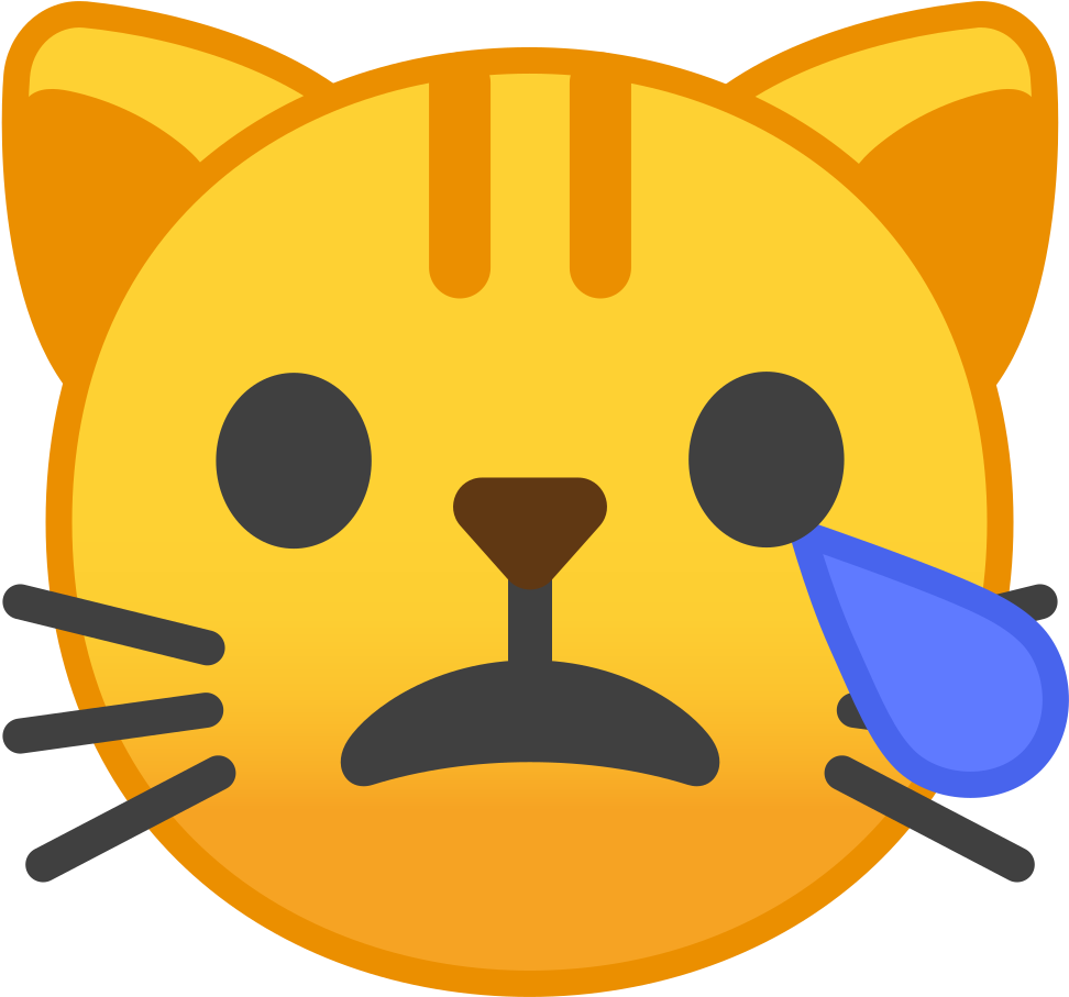 Crying Cat Face Icon - Crying Cat Emoji Clipart (1024x1024), Png Download